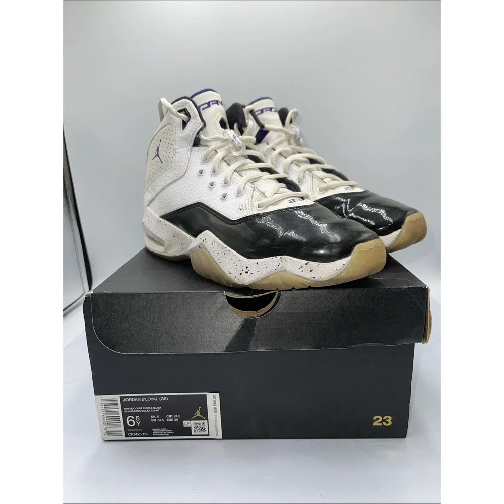 Nike Air Jordan B'Loyal GS Sneakers Youth 6.5Y White Black Purple CK1425-115